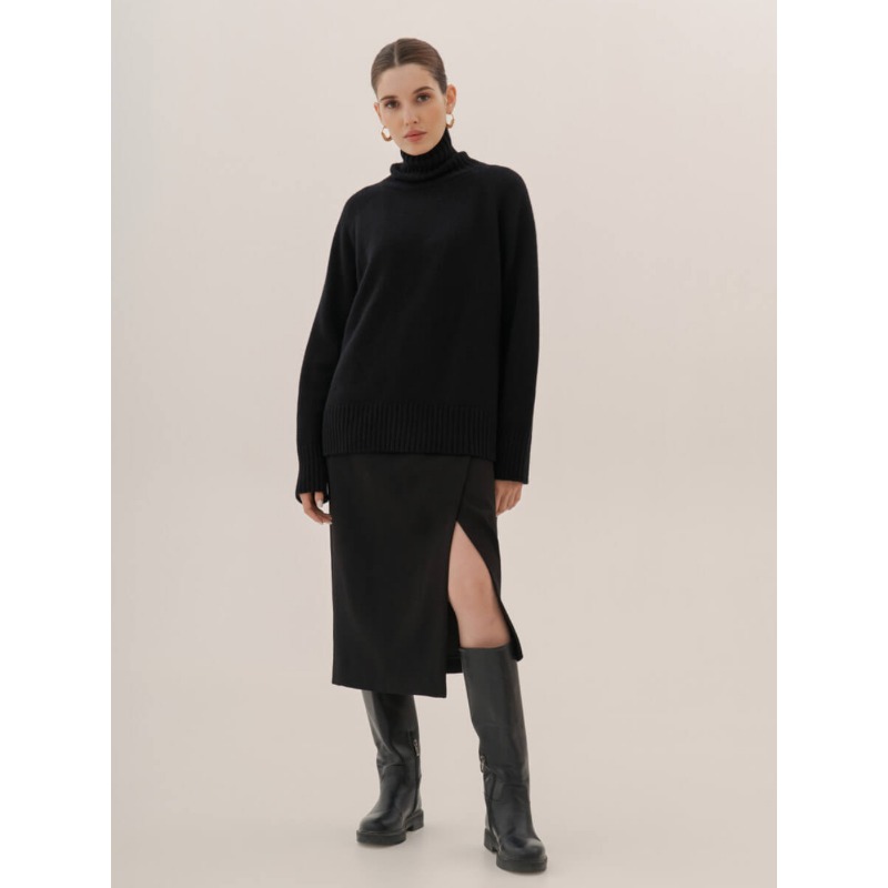 Ootddress Solid Loose Long Sleeve Turtleneck For Women Pullover High Street Slim Elegant Patchwork Sweater Top Oversized Sweater New
