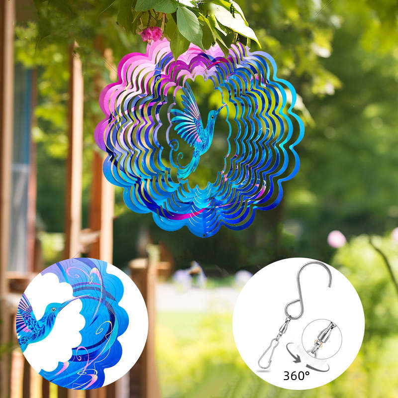 Tegooe Hummingbird 3D Metal Wind Spinner for Garden Patio Decor Tegooe