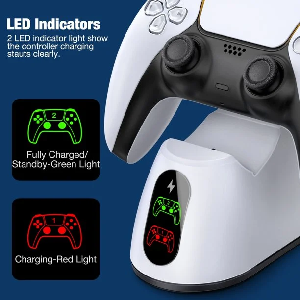 DinoFire Charger Station for PS5 Controller,Fast Charging Dock for Dual Playstation 5 Controllers Stand Dualsense Controller & LED Indicators