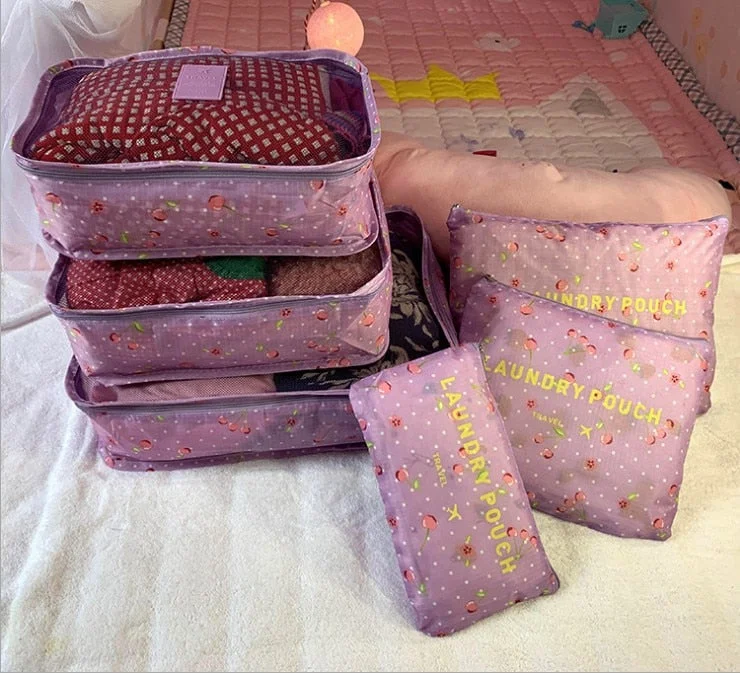 Travel Packing Cubes 6pcs/set Fashion Waterproof Large Capacity Clothing Sorting Organize Bag Storage Package Men Weekender Bag