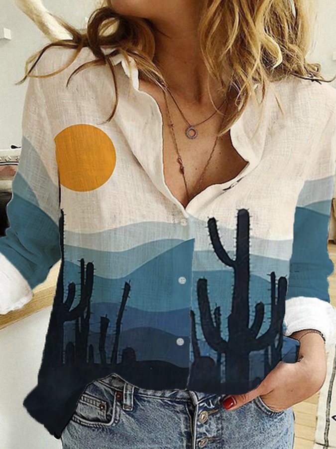 Women's Cactus Print Casual Shirt
