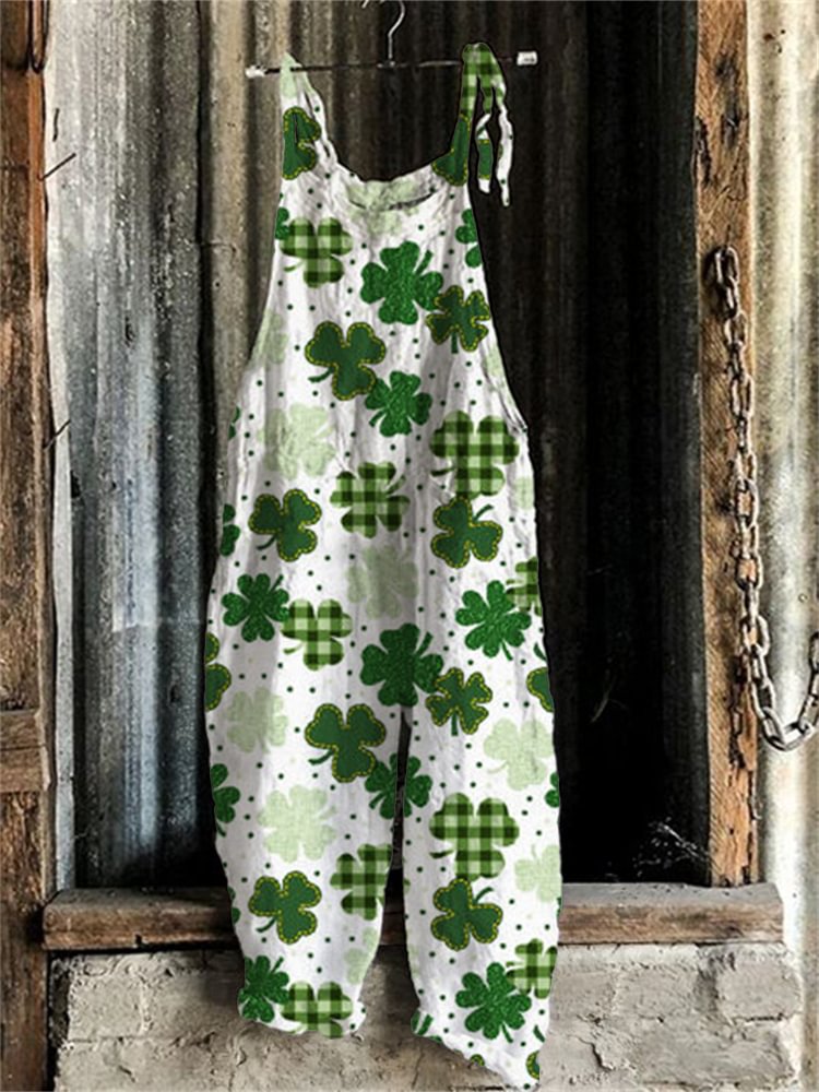Comstylish St. Patrick's Day Shamrocks Loose Fit Jumpsuit