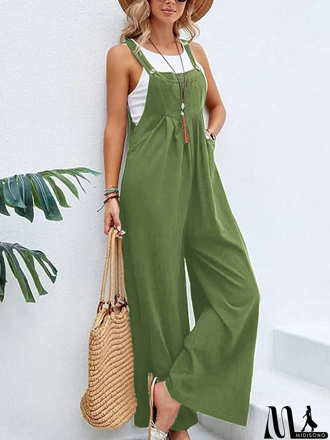 MidiSono - Full Size Wide Leg Overalls with Pockets
