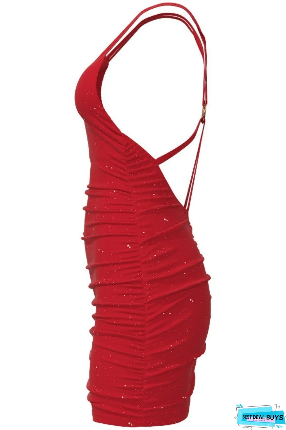 Glitter Double Spaghetti Straps Mini Dress
