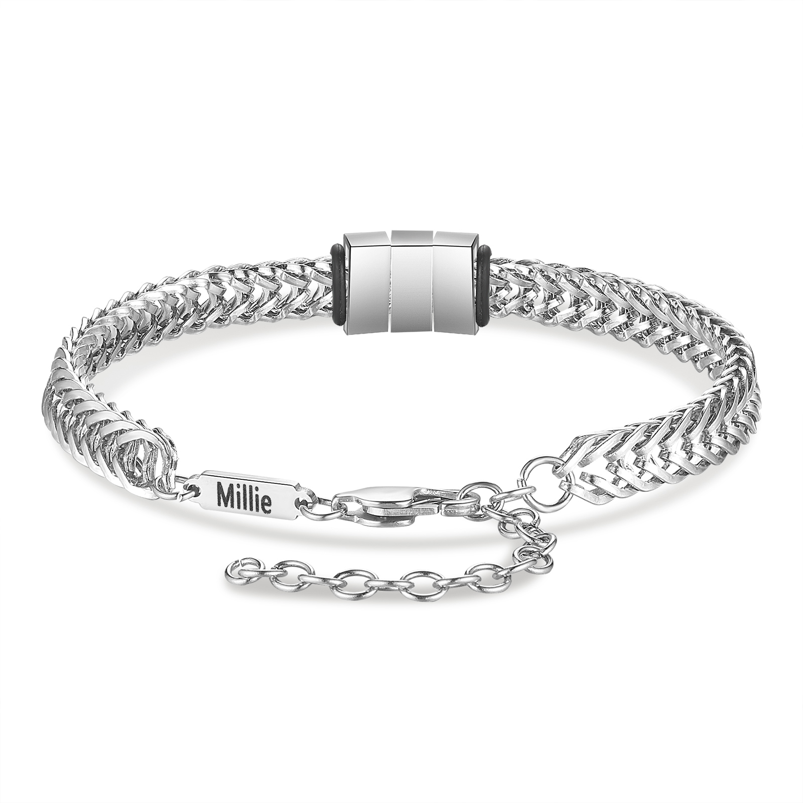 Braccialetto acciaio inox personalizzato con 4 nomi per uomo