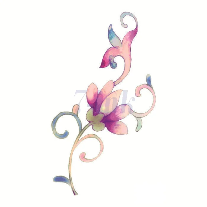 Water Transfer Tattoo cute lavender green red flowers Leavesl tatoo Waterproof Temporary fake Tatto for adults kid 10.5*6cm