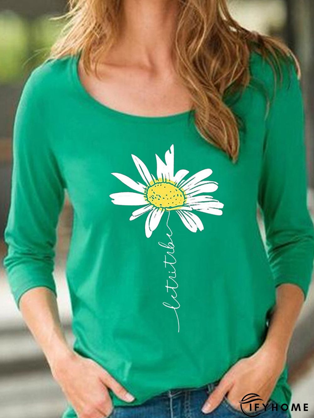 Loose Casual Crew Neck Plants T-Shirt | IFYHOME