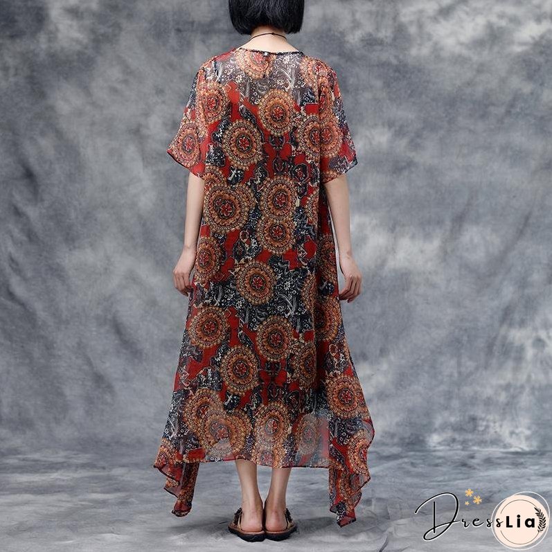 Summer Floral Short Sleeve Casual Two-Piece Dress