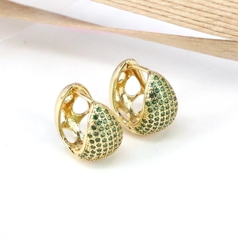 1 Pair Elegant Minimalist C Shape Plating Inlay Copper Zircon 18K Gold Plated Earrings