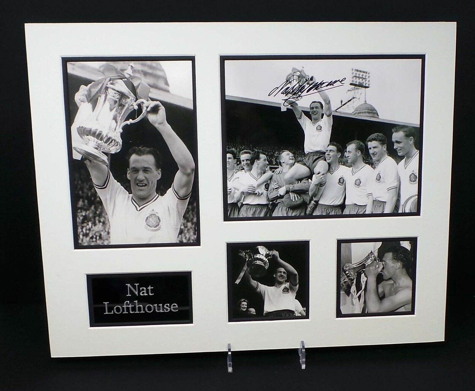 Nat LOFTHOUSE Signed Mounted Photo Poster painting Display Bolton England Football AFTAL RD COA