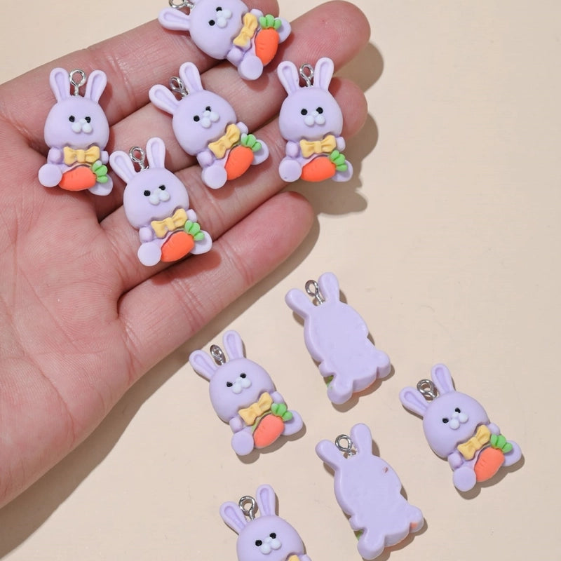 10 PCS/Package 30mm Hole Under 1mm Resin Rabbit Carrot Pendant