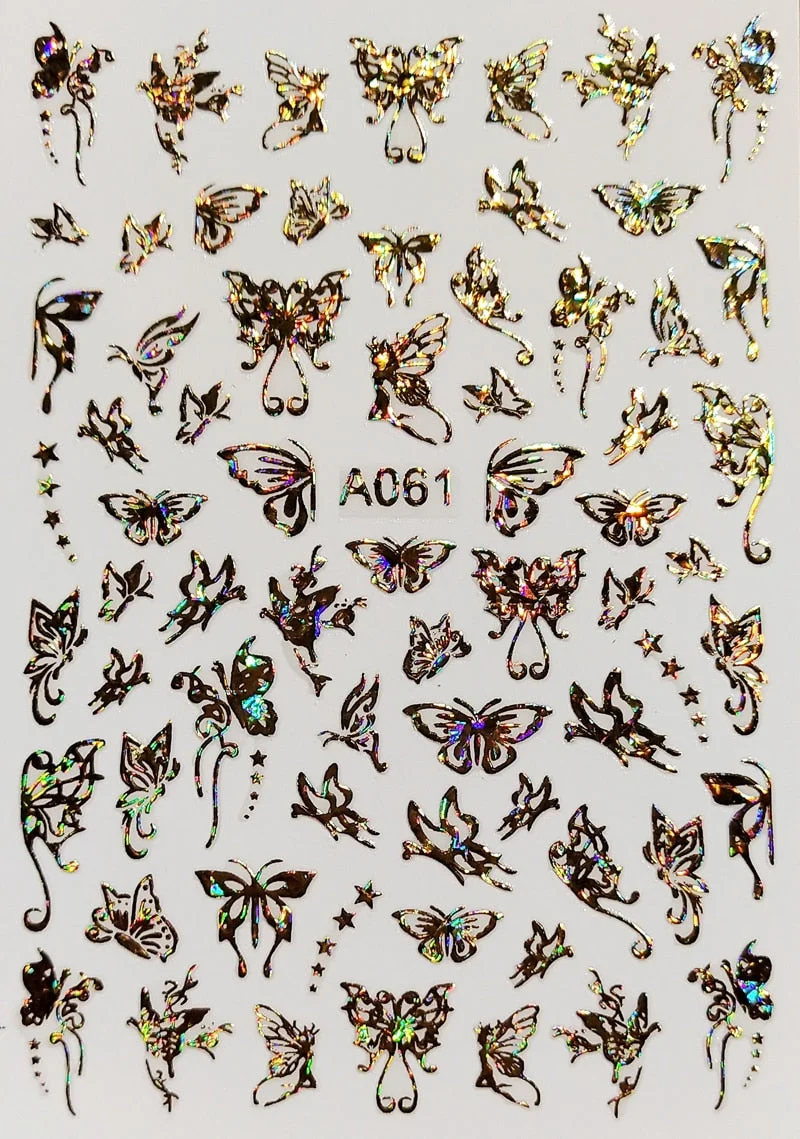 New Arrive Nail Art Sticker Decal Decoration Glow In Dark Butterfly Nail Stickes Back Glue Moon Manicure Sticker on Nails Design