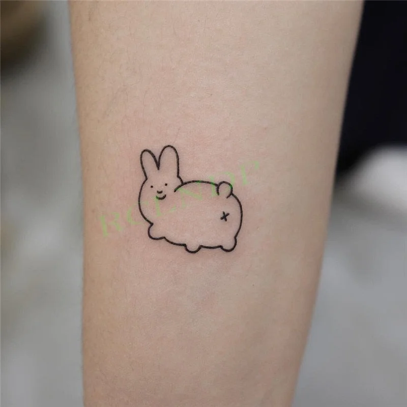 Waterproof Temporary Tattoo Sticker Cute yellow rabbit cartoonTatto Flash Tatoo Fake Tattoos for Kids Men Women