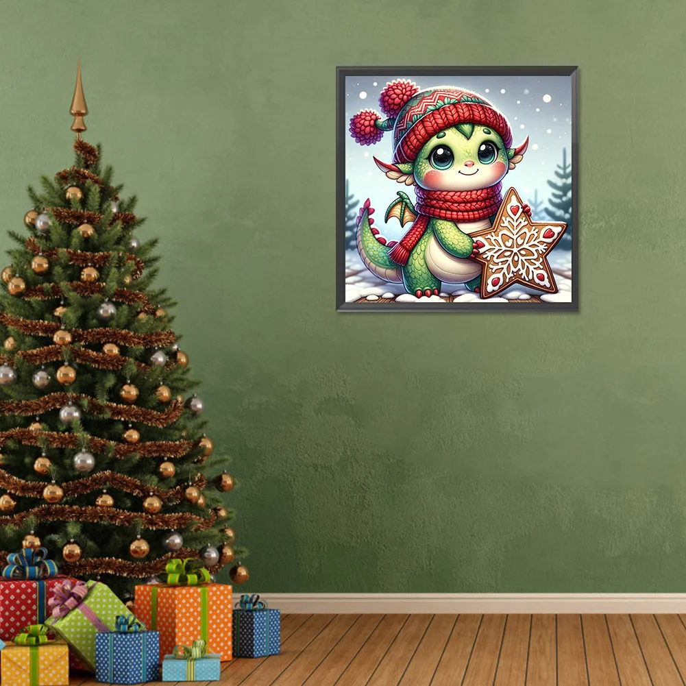 Full Round Diamond Painting 30*30cm - Dragon On The Snow