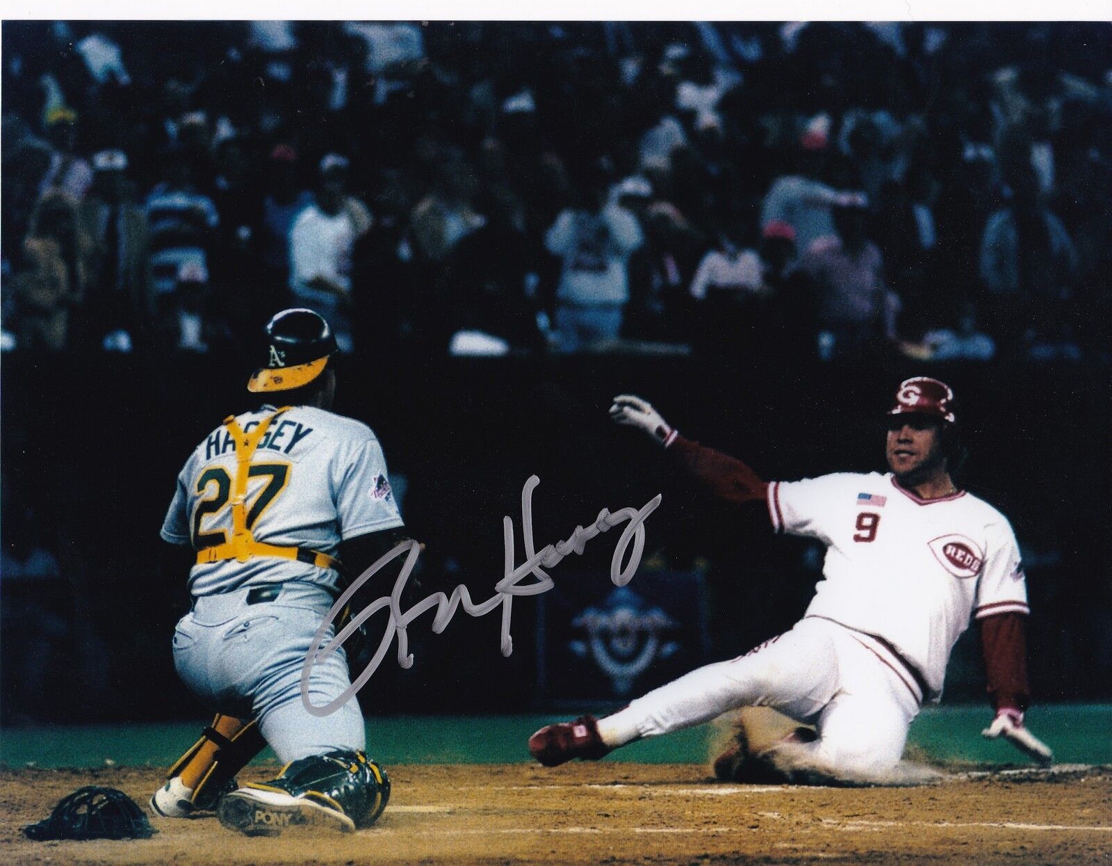 RON HASSEY OAKLAND A'S ACTION SIGNED 8x10