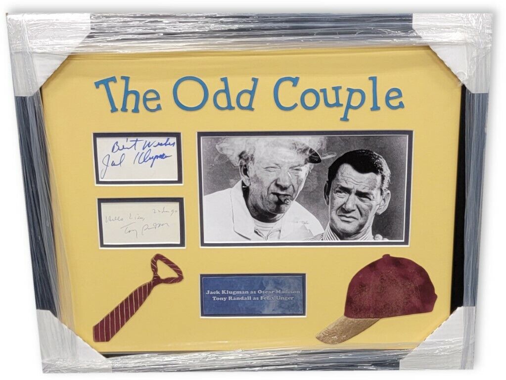 Jack Klugman Tony Randall Signed Auto Photo Poster painting / Cuts Framed The Odd Couple PSA