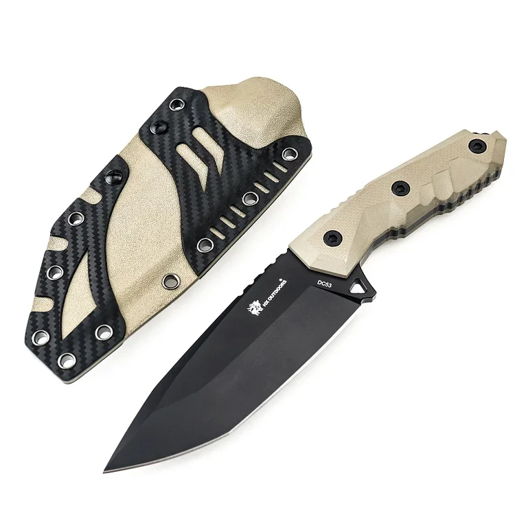 M.E. Marcenary Commando Full Tang DC53 Steel Fixed Blade Knife-Brown G10 Handle(5.71")