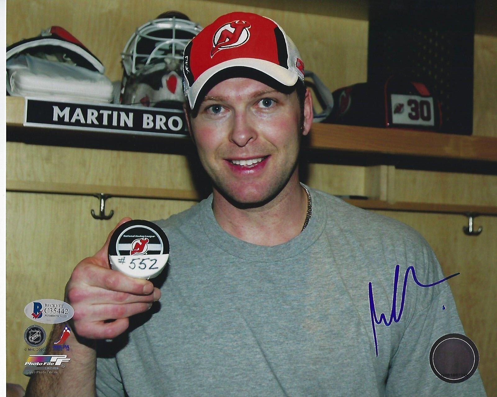 MARTIN BRODEUR Signed New Jersey DEVILS 8x10 Photo Poster painting w/ Beckett COA