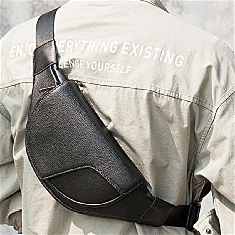 Men's High Quality Crossbody Bag Retro Leather Adjustable Shoulder Strap Waist Bag