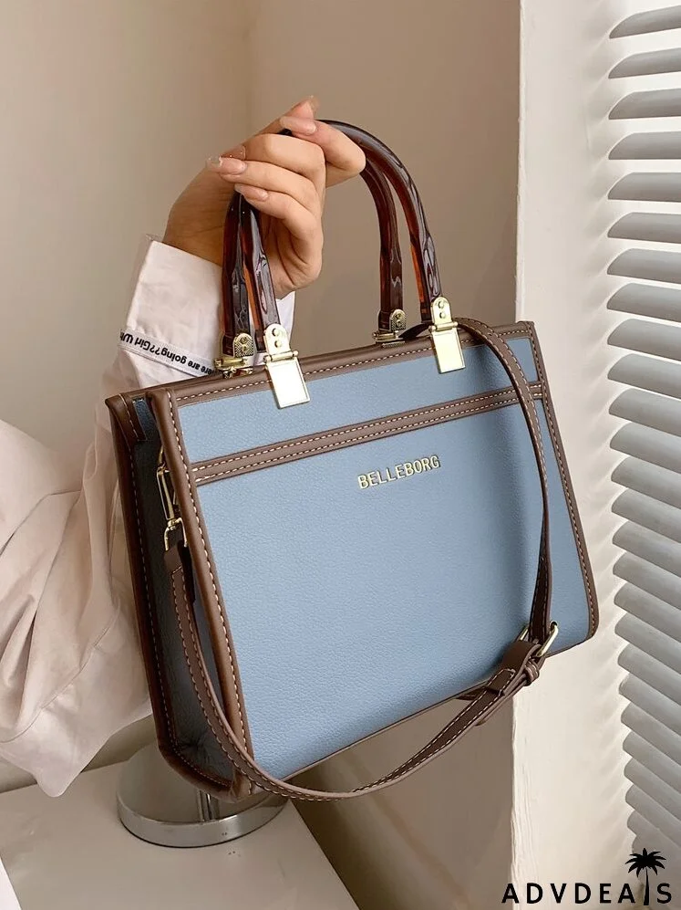 Letter Graphic Contrast Binding Square Bag