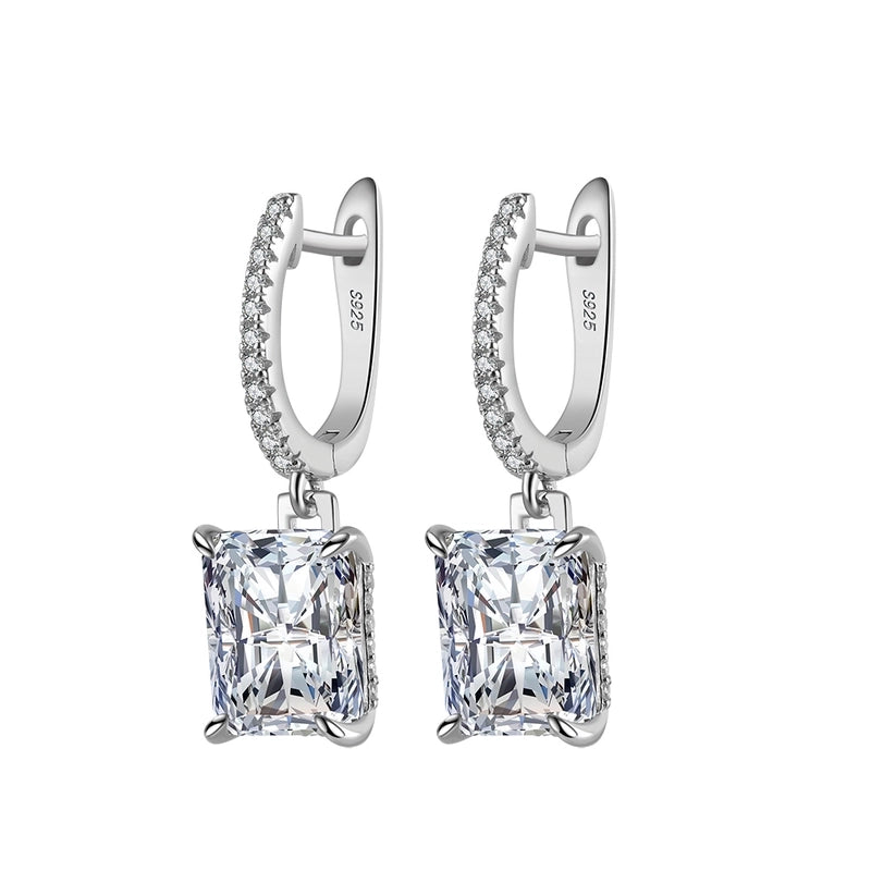 White Gold Plated Silver Plated 925 Sterling Silver Zircon 925 Sterling Silver Earrings Round Heart Shape Rhombus Earrings