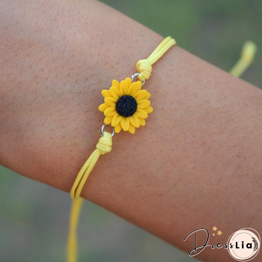 Sunflower Bracelet. Friendship Bracelet. Sunflower Ankle Bracelet. Sunflower Favors