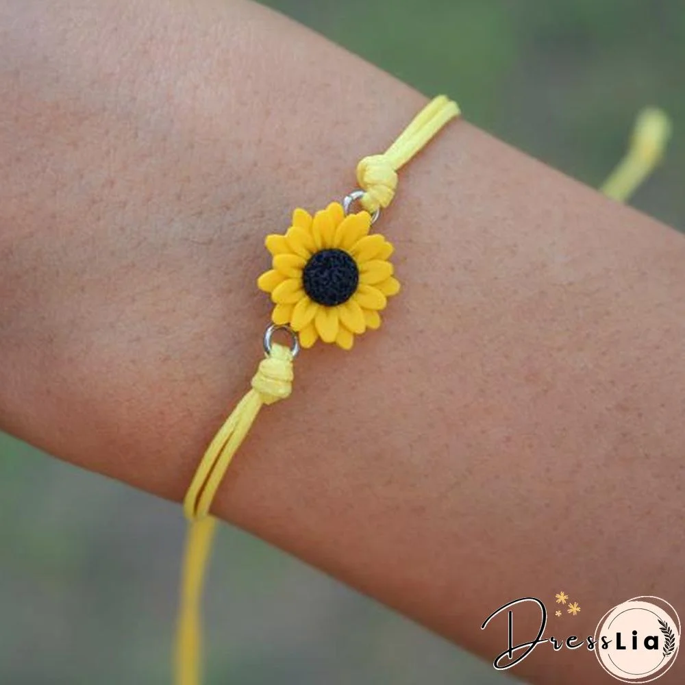 Sunflower Bracelet. Friendship Bracelet. Sunflower Ankle Bracelet. Sunflower Favors