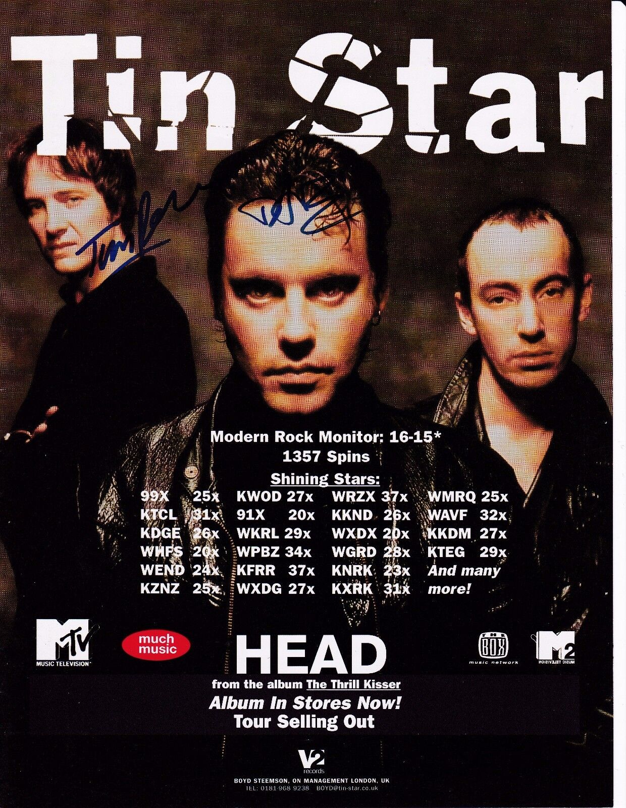 Tim Bricheno and Dave Tomlinson autographed Trade AD Tin Star  Shipping