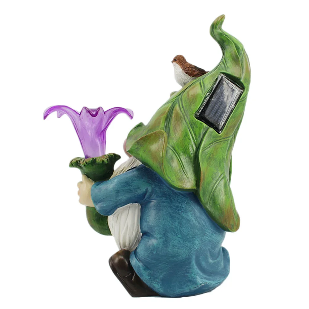 Solar Garden Morning Glory Gnome Statue Decoration