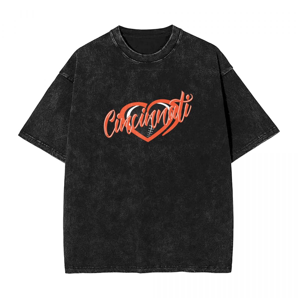 Cincinnati Bengals On Hearts Ball Men's Vintage Oversized T-Shirts