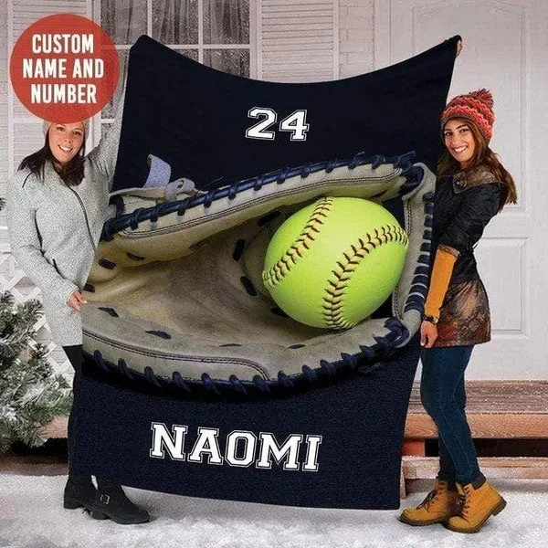 Personalized Softball Blanket for Comfort & Unique| BKKid135
