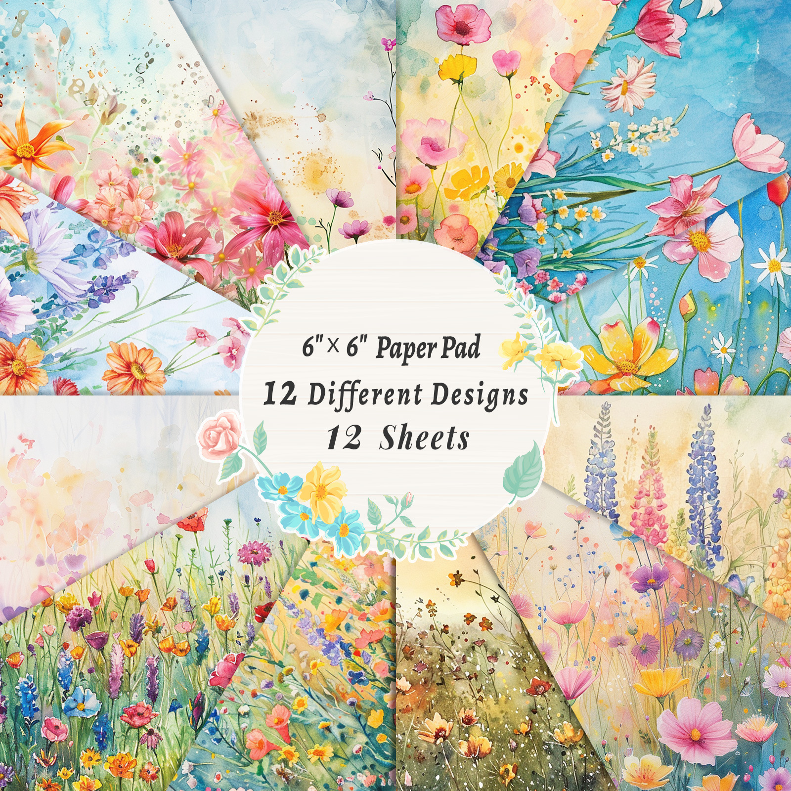 재질: 종이 - 12매/권 빈티지 식물 꽃