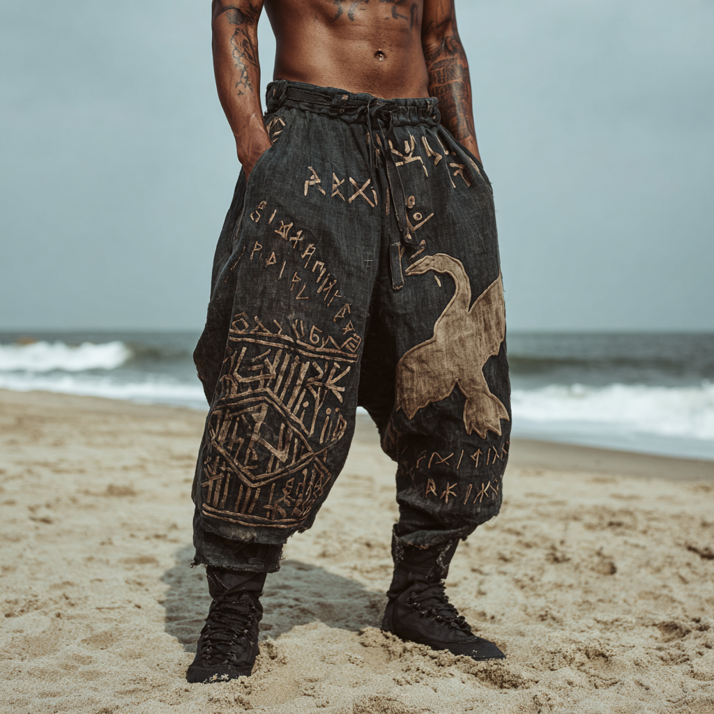 Men's Viking Nordic Mystical Runes Eagle Celtic Totem Summer Casual Pants / Rvogue / Rvogue