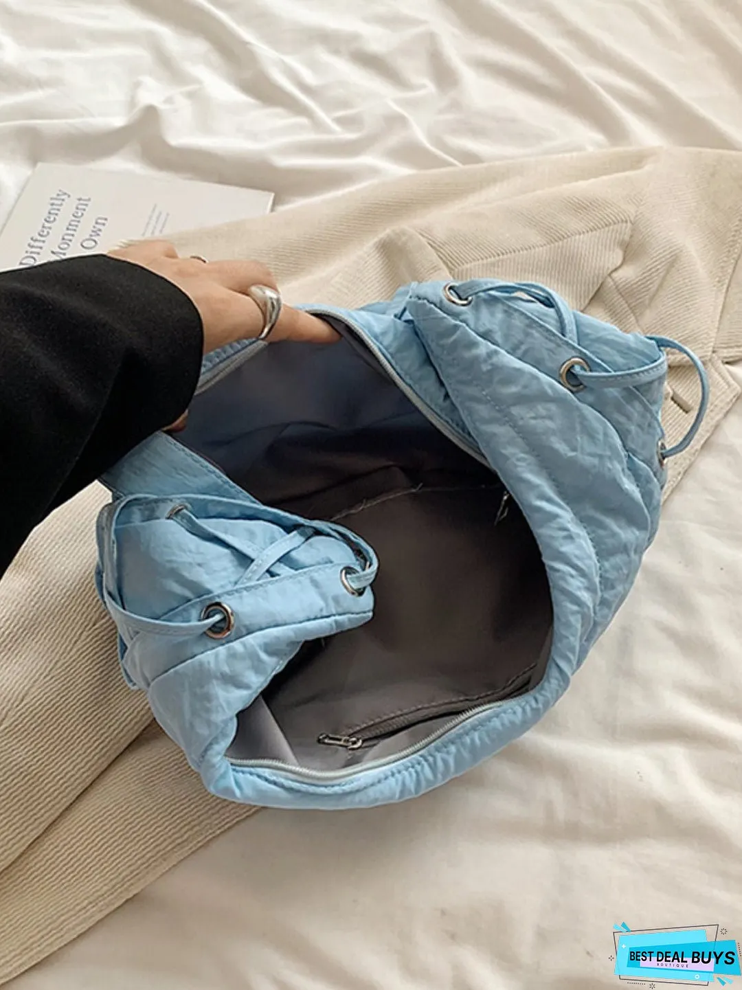 Lace-Up Polyester Crossbody Bag