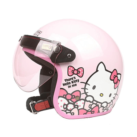 Vintage Hello Kitty Women Girls Pink 3/4 Motorcycle Helmet Open Face Half Helmet For Bike Cruiser Chopper Moped Scooter Ribbon A Cute Shop - Inspired by You For The Cute Soul 
