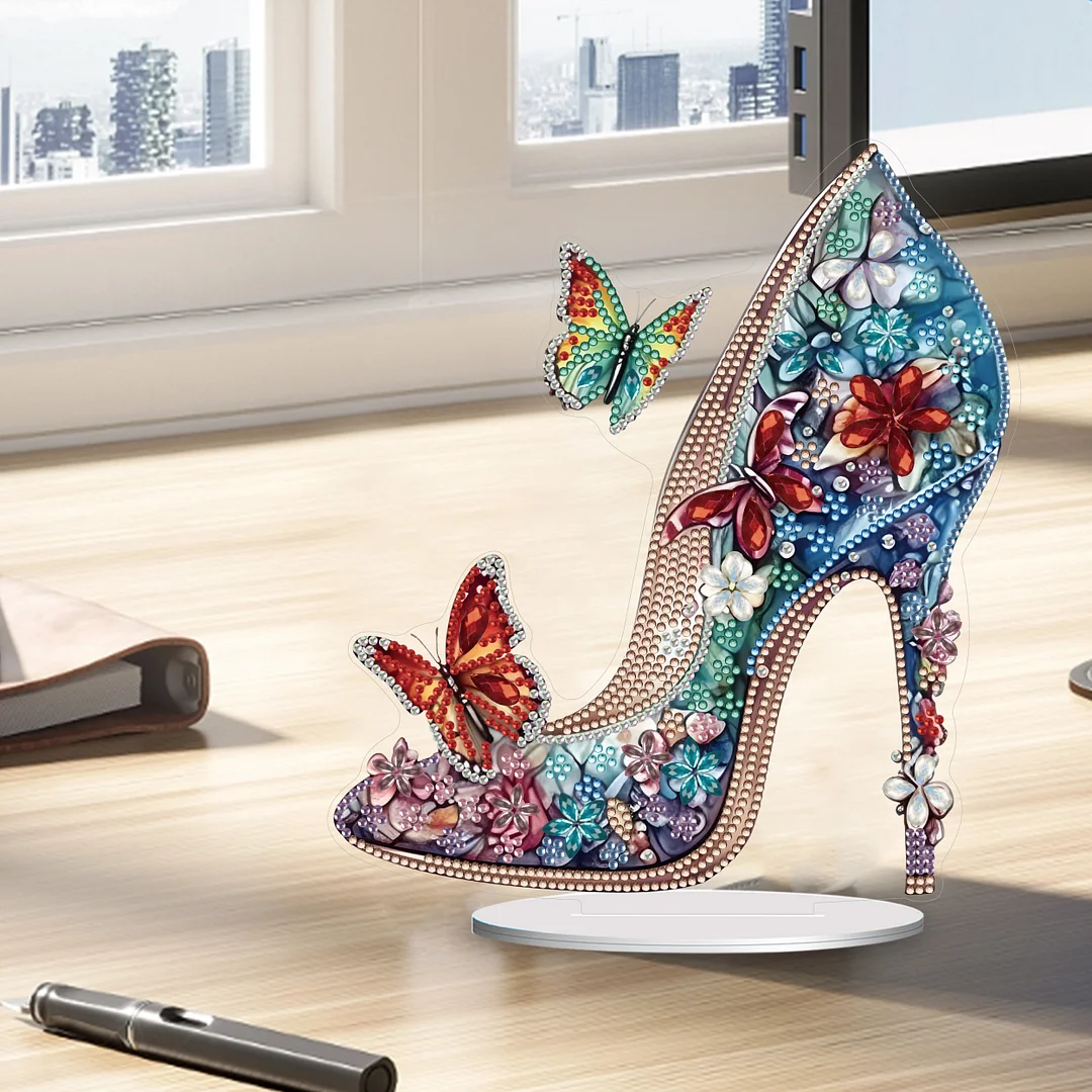 DIY High Heels Single Sided Diamond Painting Acrylic Tabletop Ornaments for Office Decor