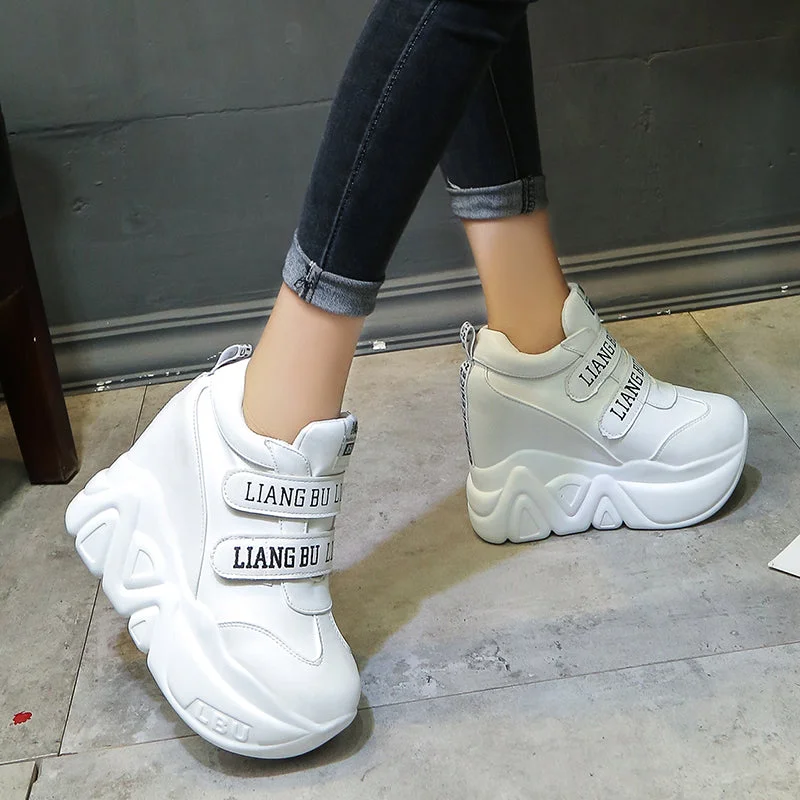 WGZNYN 2022 NEW Woman Casual Shoes 12 Cm Super Hihg Wedge Outdoor Female Hook Loop Comfortable Platform Sneakers W005