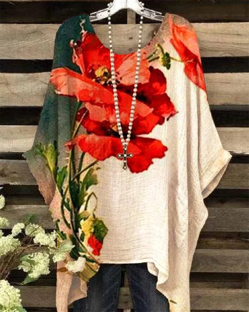 Women's Printing Cotton Linen Top