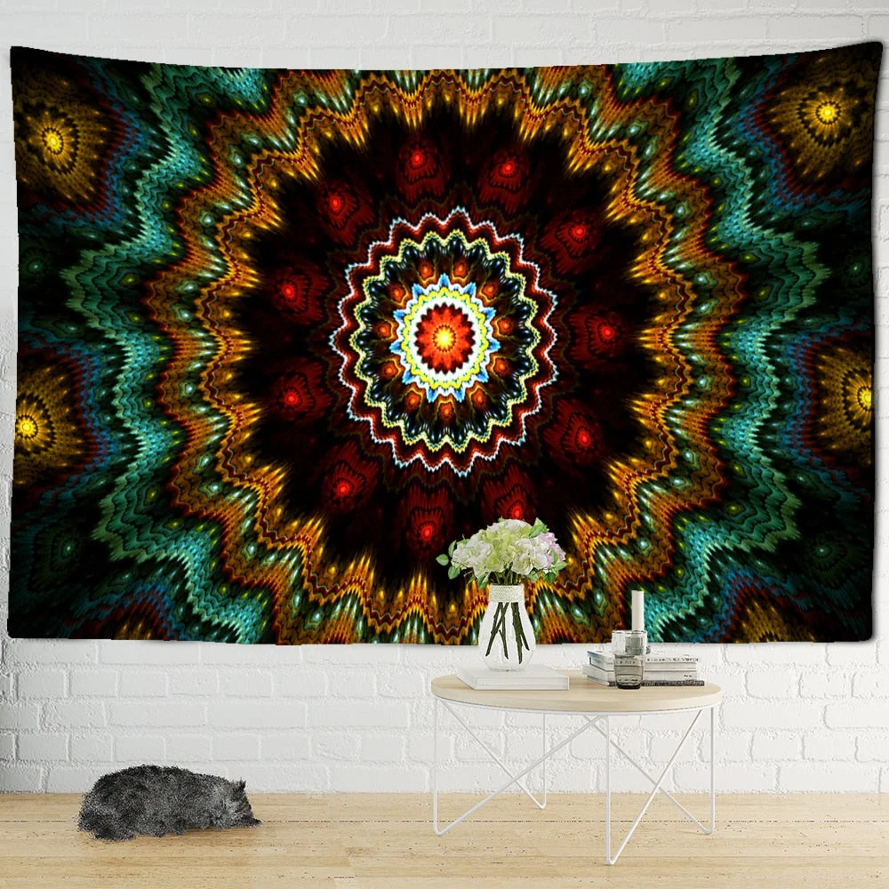 India Mandala Tapestry Wall Hanging Boho Decor Wall Cloth Tapestries Psychedelic Hippie Night Moon Tapestry Mandala Wall Carpet