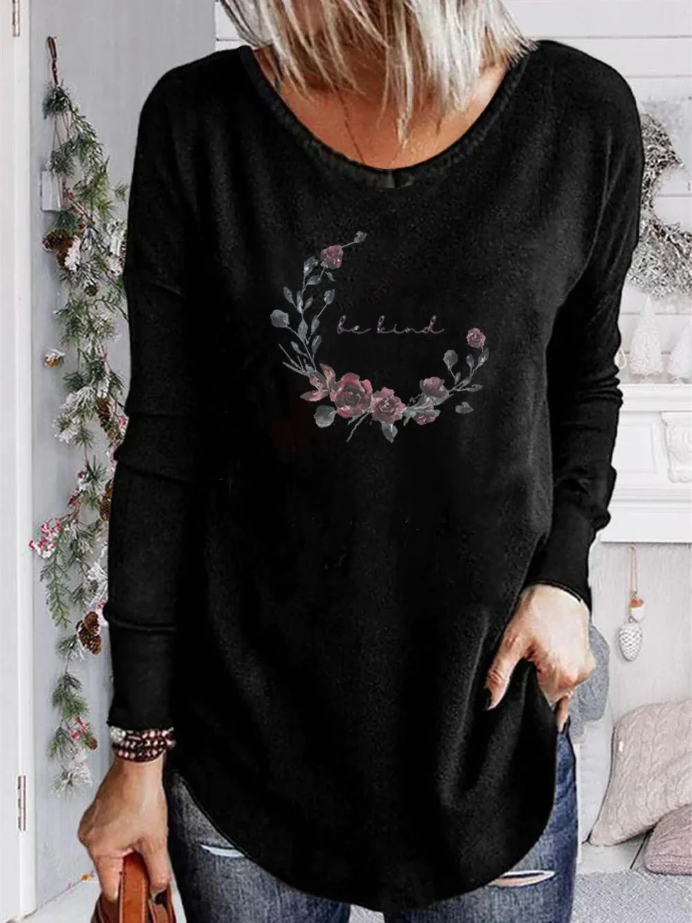 Unisex 100% Cotton Long Sleeve Crew Neck Be Kind Shirt