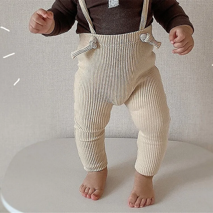 Baby Ribbed Solid Color Suspender Pants