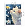 White Cat Watching Fish-11CT Stamped Cross Stitch 40*53cm/15.75*20.87in