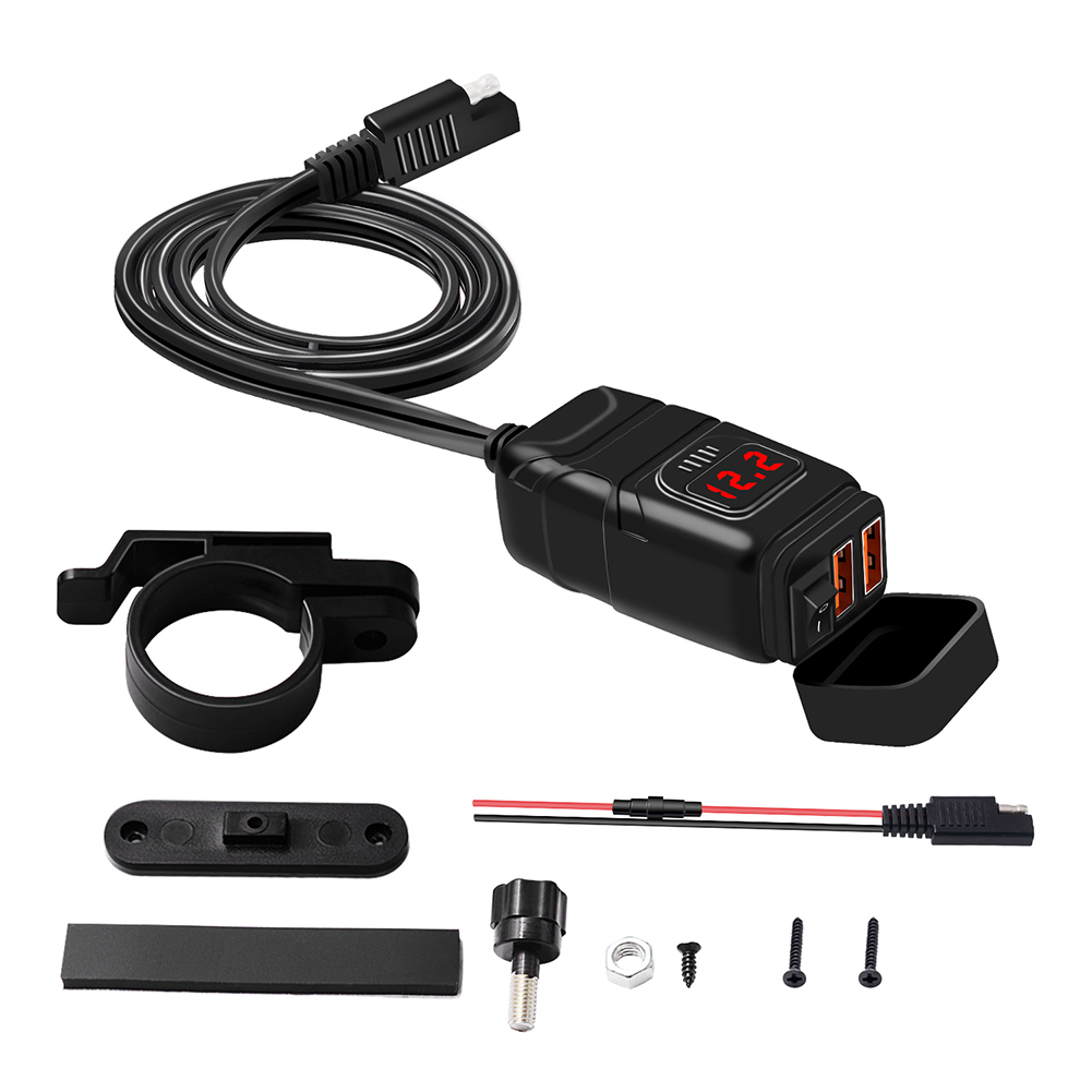 

CS-854A1 Motorcycle SAE to Dual USB Charger with Switch Red LED Voltmeter, 501 Original