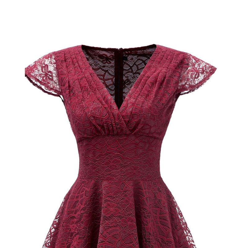 Elegant Cap Sleeve V-Neck Short Lace Dresses Online