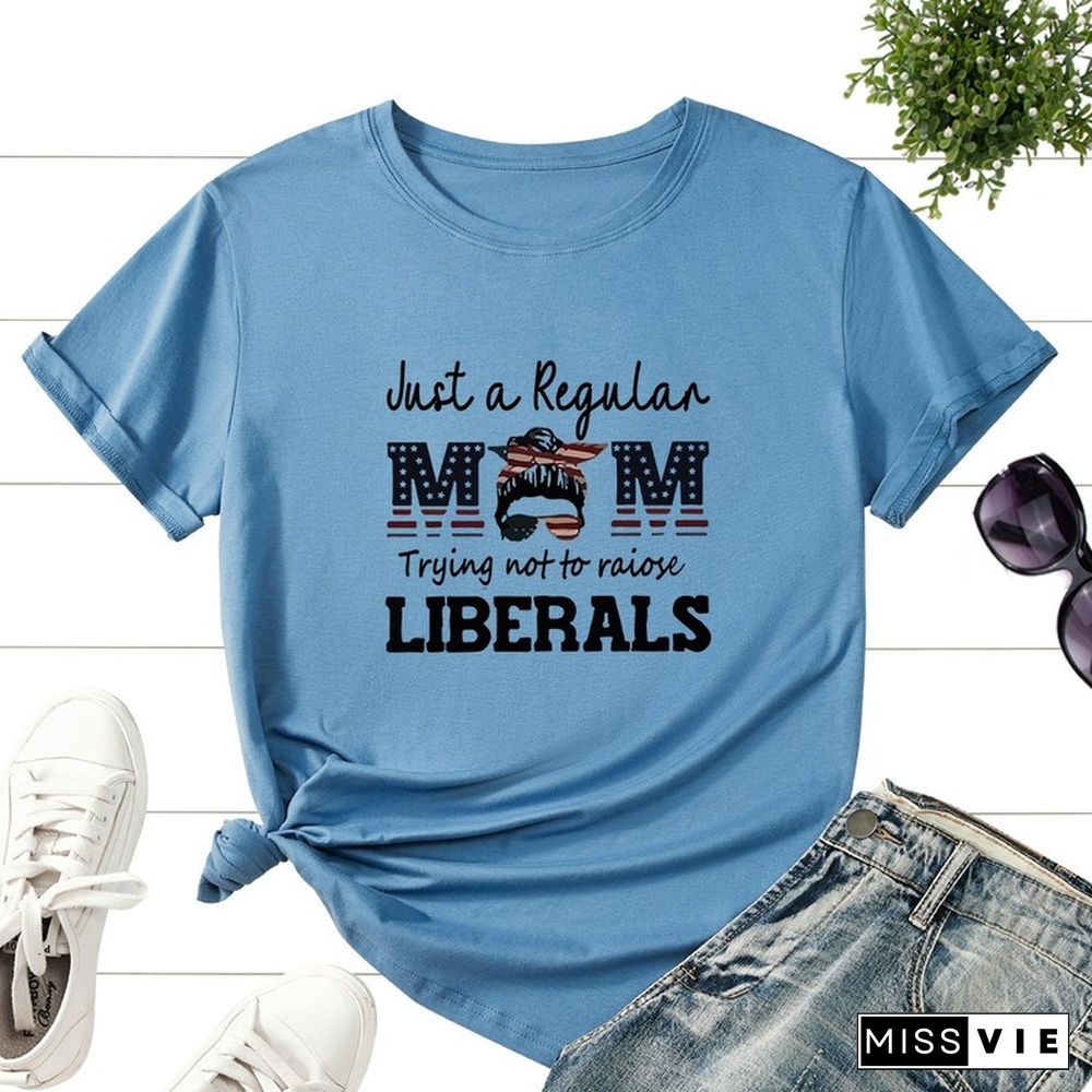 Casual Women Graphic Fashion Short Sleeve Letter Print Female Summer Cotton T-shirt Ladies Regular Daily Round Neck Tee Top