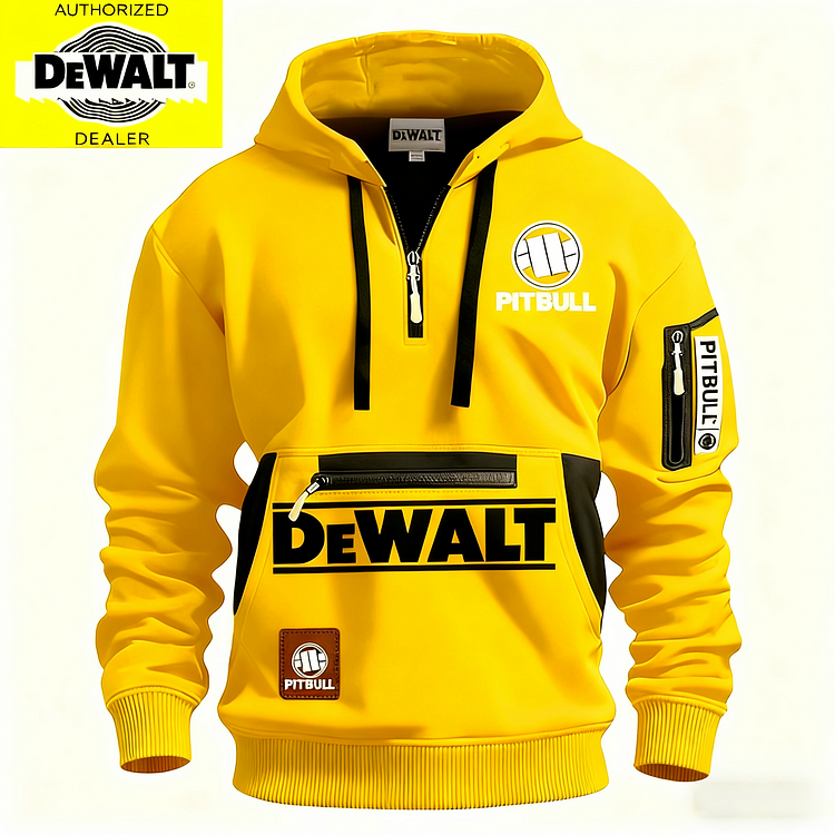 DEWALT® i PITBULL® współpracują przy tworzeniu nowej limitowanej, casualowej bluzy z kapturem na rok 2025