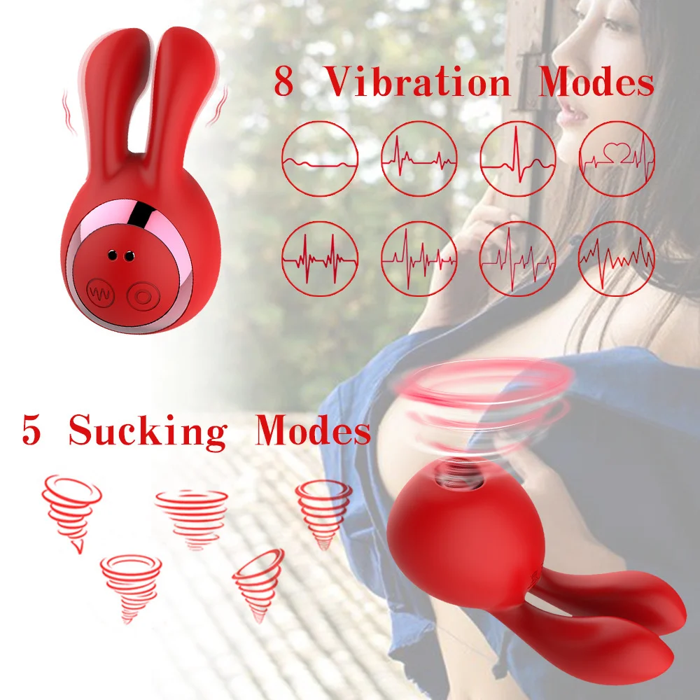 5 Frequency Sucking 8 Frequency Vibrating Bonnie Rabbit Massage Stick