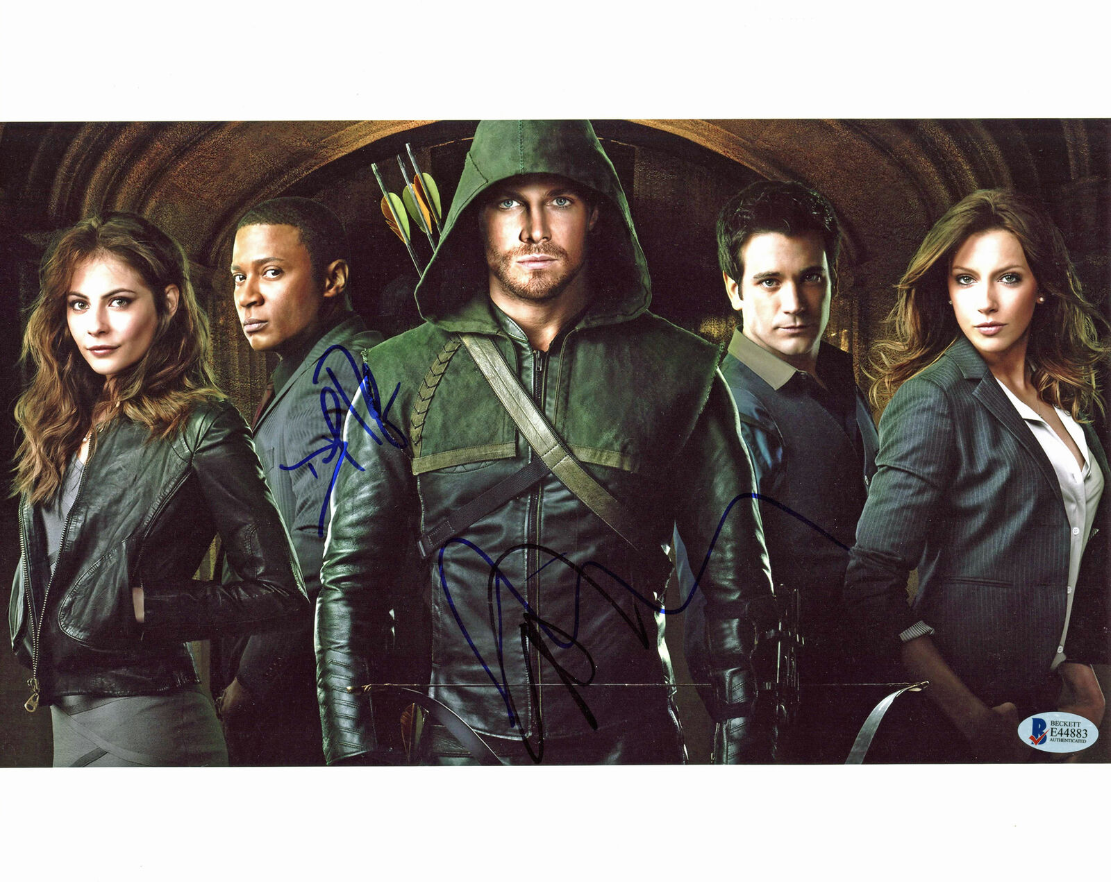 David Ramsey & Katie Cassidy Arrow Authentic Signed 11x14 Photo Poster painting BAS #E44883