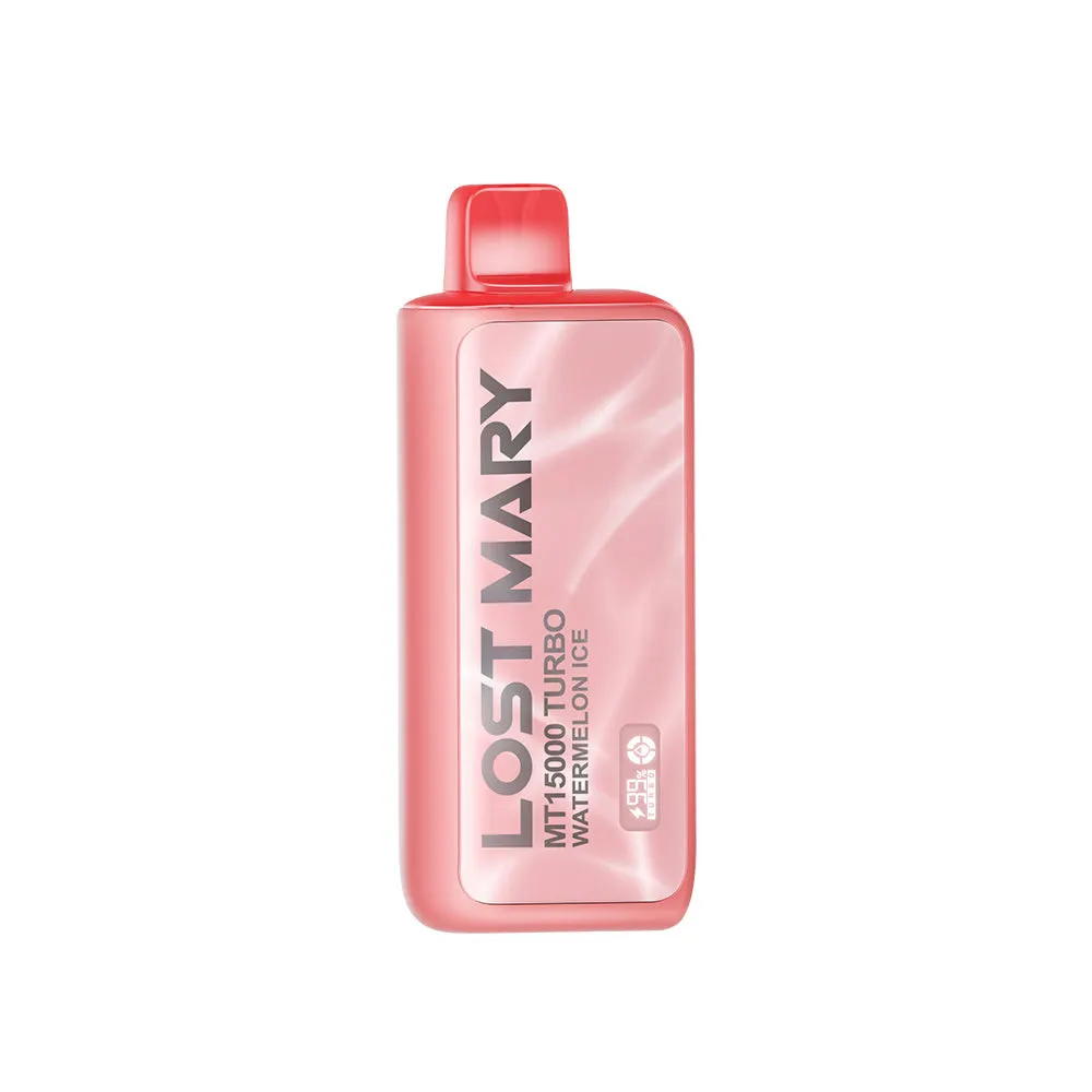 Pink LOST MARY MT15000 Turbo Watermelon Ice disposable vape device.