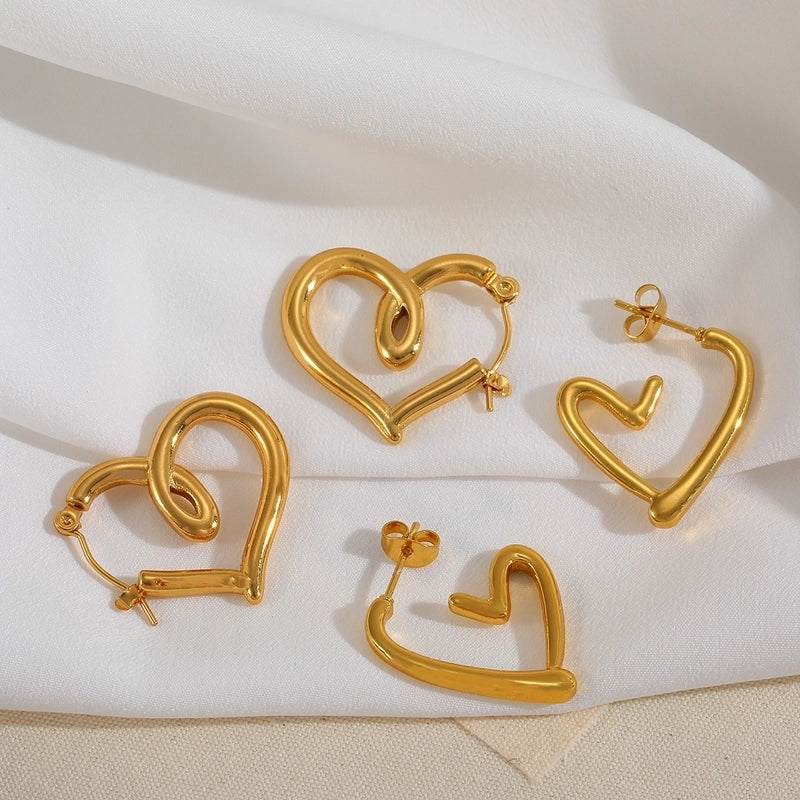 1 Pair Cute Basic Minimalist Irregular Heart Shape Plating 304 Stainless Steel 18K Gold Plated Earrings